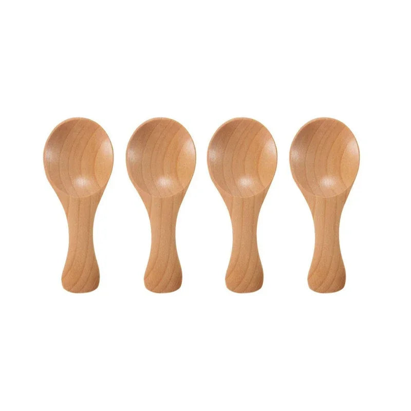 4x Mini Holzlöffel – Für Gewürze, Tee & Zucker