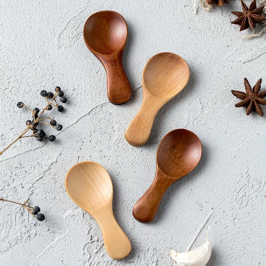 4x Mini Holzlöffel – Für Gewürze, Tee & Zucker